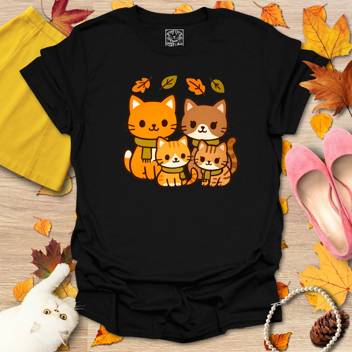 Cozy Kawaii Fall Cat Family