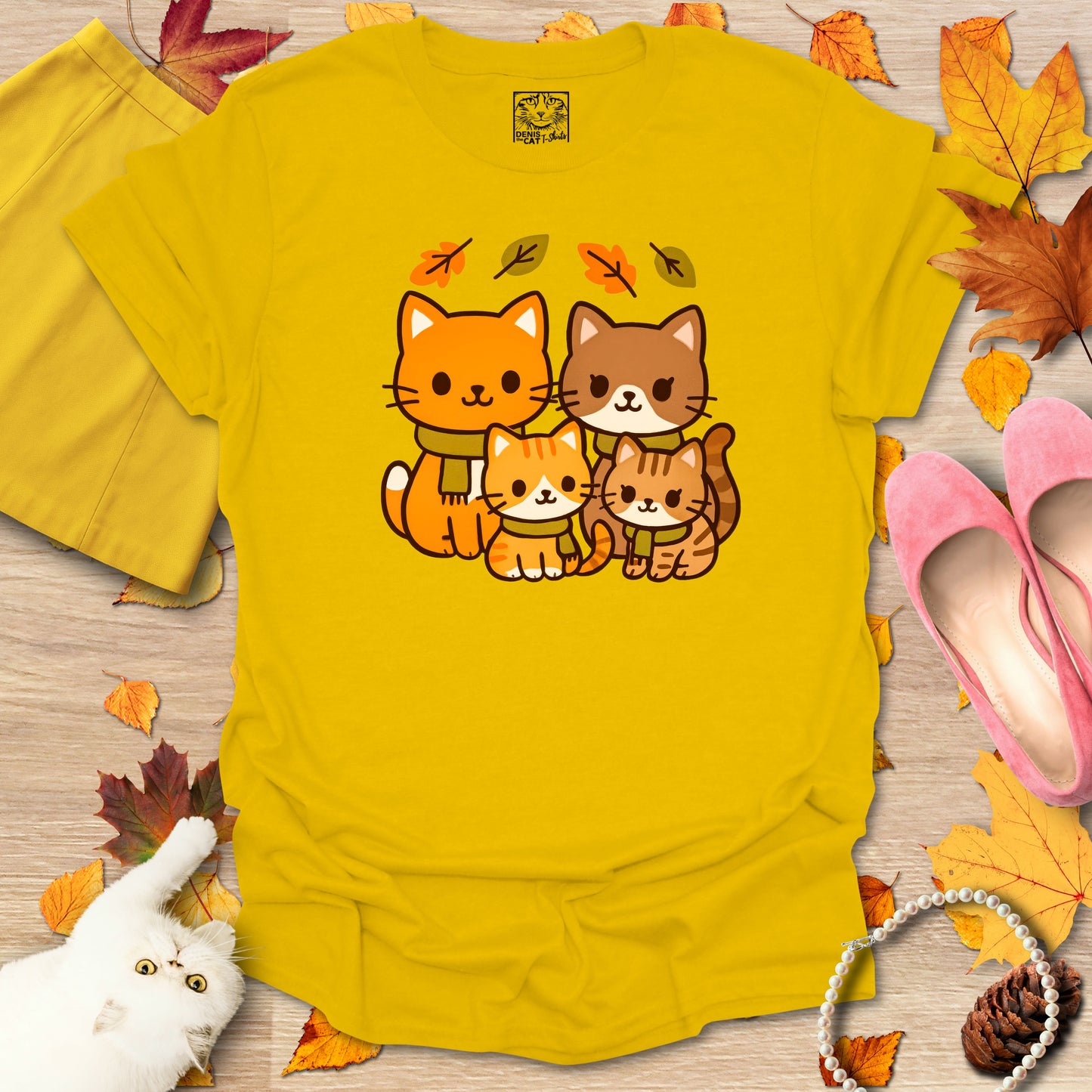 Cozy Kawaii Fall Cat Family