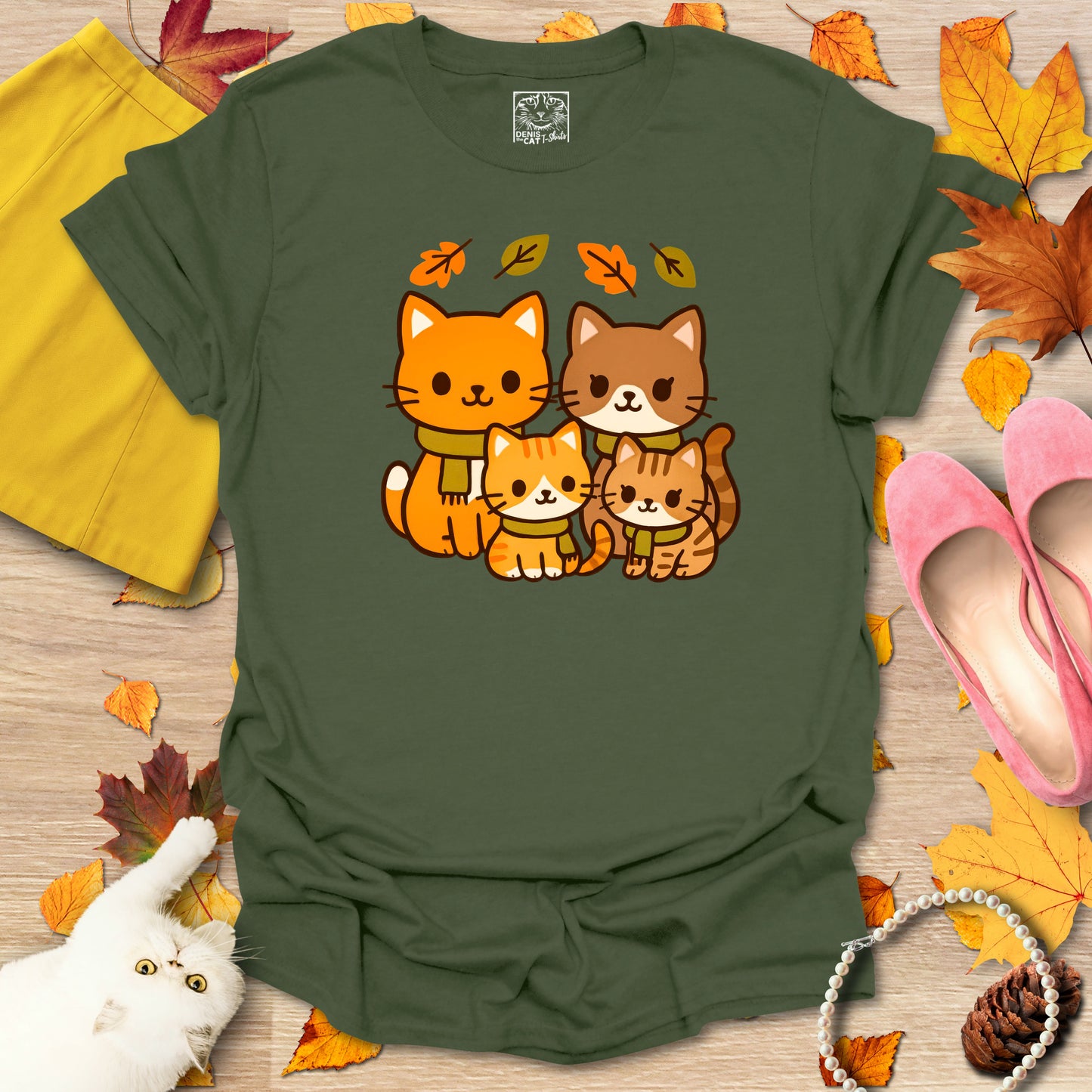 Cozy Kawaii Fall Cat Family