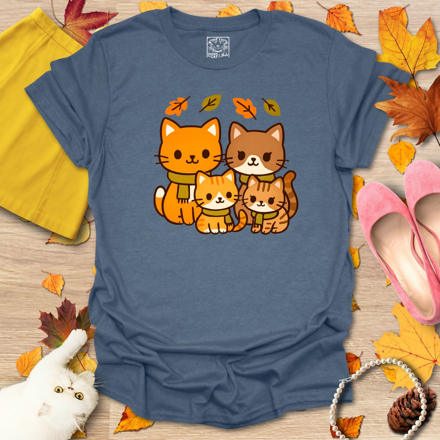 Cozy Kawaii Fall Cat Family