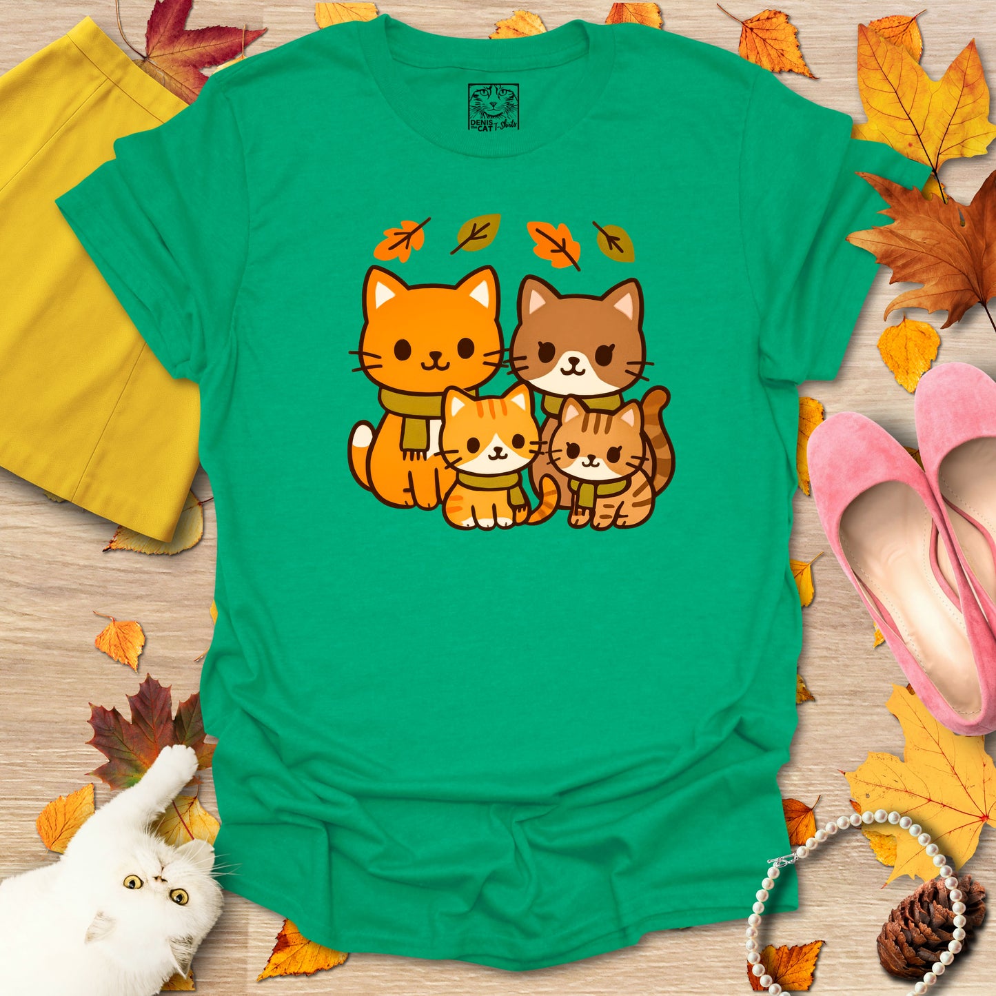 Cozy Kawaii Fall Cat Family