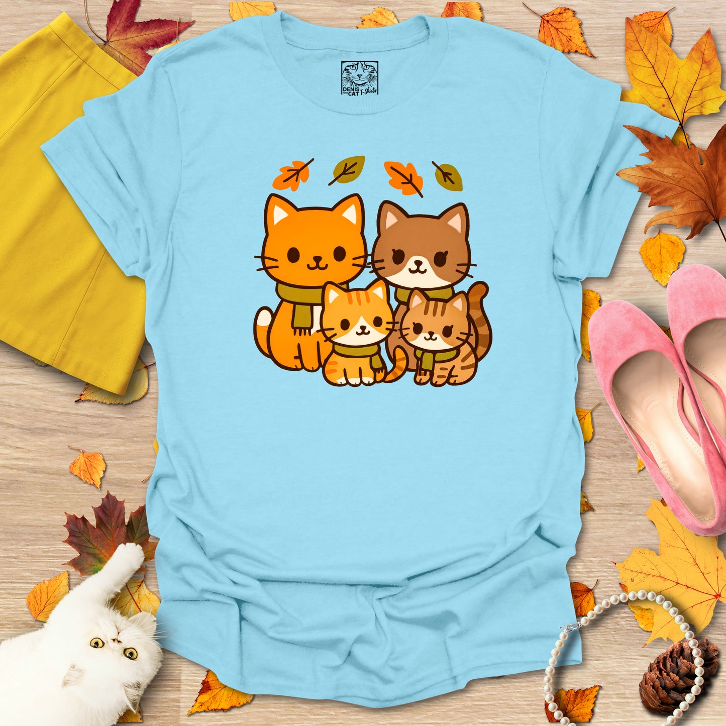 Cozy Kawaii Fall Cat Family
