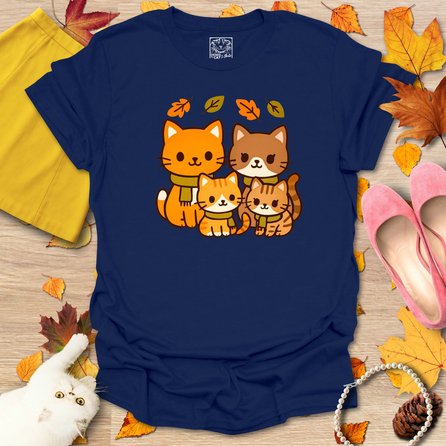 Cozy Kawaii Fall Cat Family